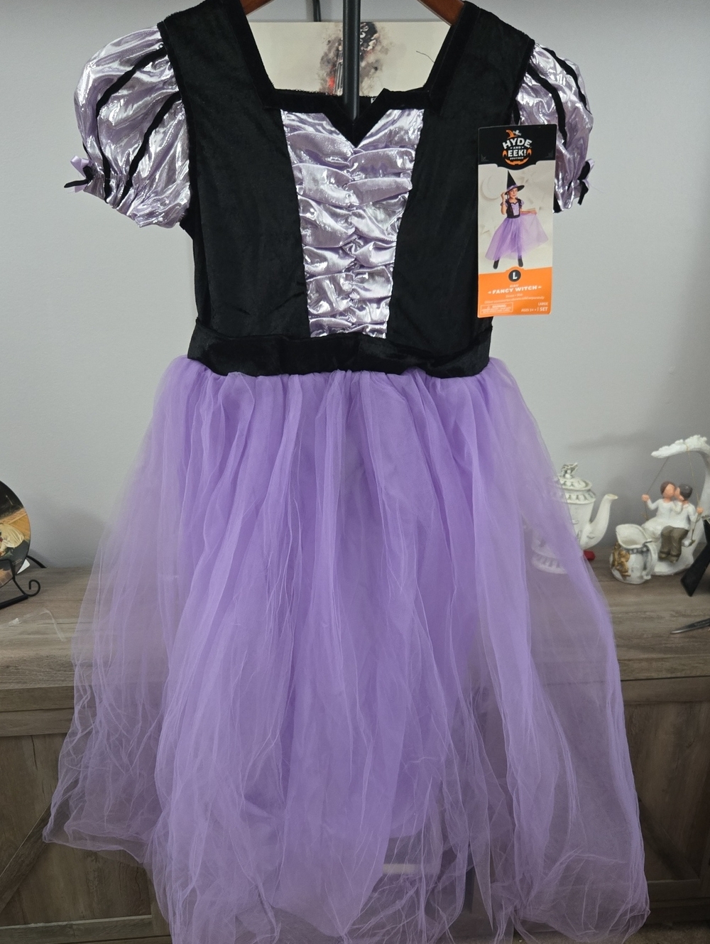 Hyde & Eek! Girls' Purple and Black Witch Costume Dress  - HAT NOT INCLUDED